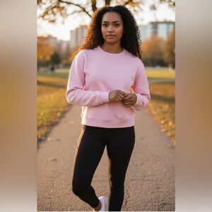 Pink Cropped Crewneck Sweatshirt Sz XXS